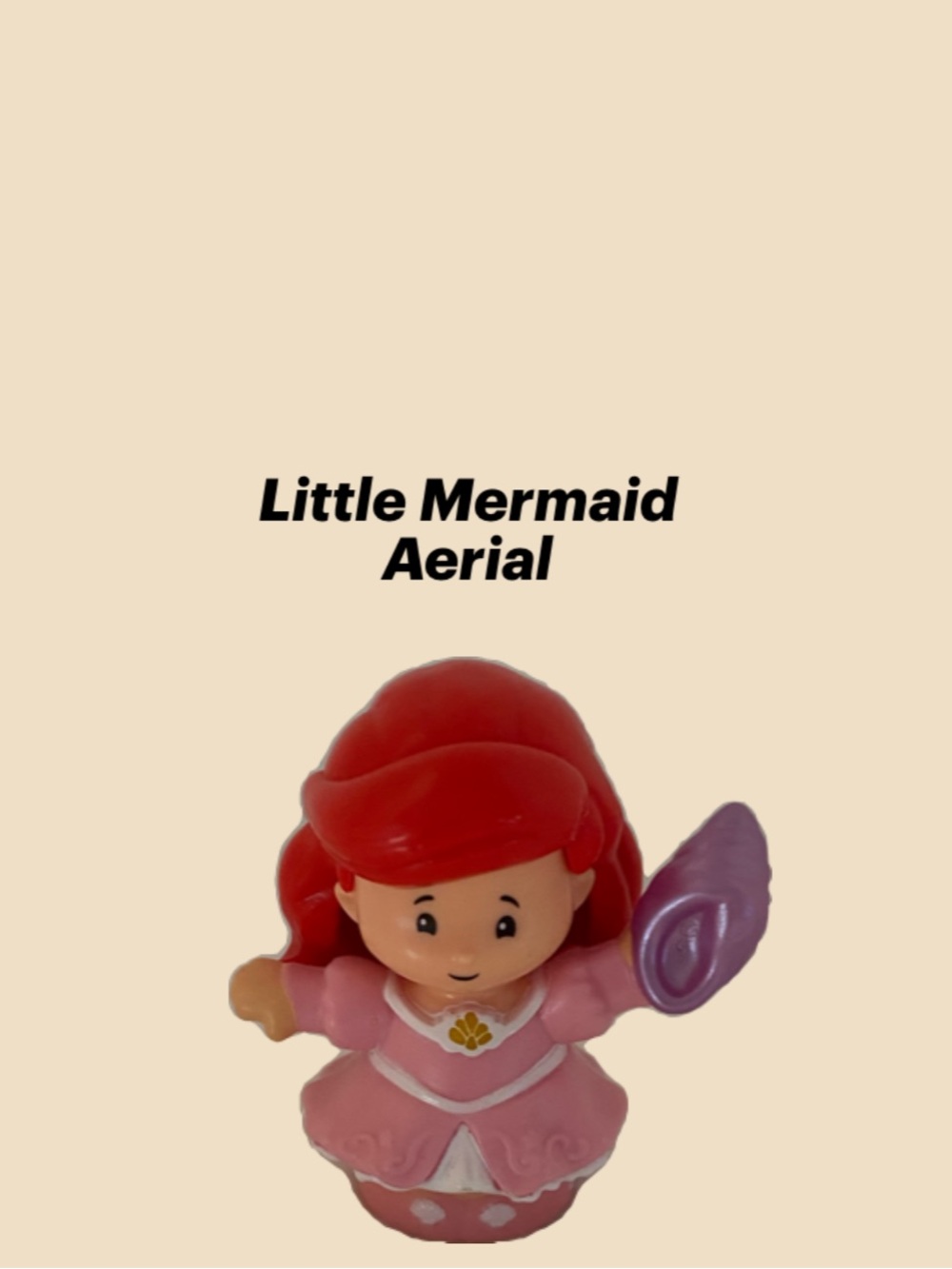 Fisher-Price Little Mermaid Ariel Figure in Red Hair, Pink Dress & Purple Shell